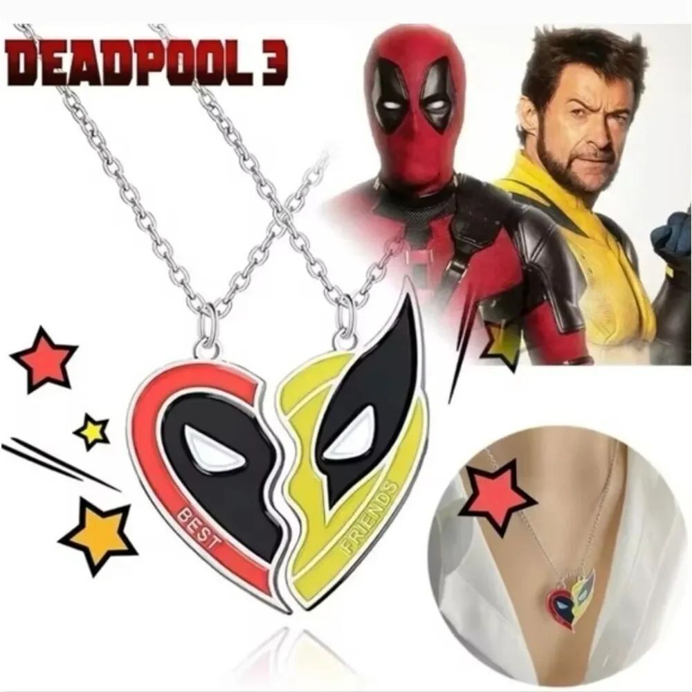 Marvel Wolverine Deadpool BFF Two Piece Necklaces